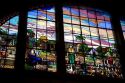 A stained glass window at the Mercado Municipal in Sao Paulo, Brazil.