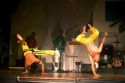 Men perform a martial arts dance called Capoeira at a nightclub in Sao Paulo, Brazil.