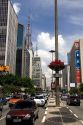 Traffic on Avenida Paulista in Sao Paulo, Brazil.