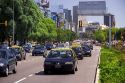 Traffic on 9th of July Avenue in Buenos Aires, Argentina.