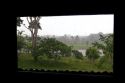 Window frames a view of the rain in the Amazon jungle near Manaus, Brazil.