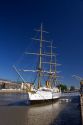 Frigate Saramiento navy training sailing ship docked at Puerto Modero, Buenos Aires, Argentina.