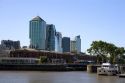 Modern offic buildings tower over the old warehouses of the Puerto Modero area of  Buenos Aires, Argentina.