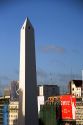 The Obelisk and high rise buildings in Buenos Aires, Argentina at sunrise.