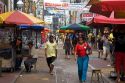 Walking street with vendors selling miscellaneous items in Manaus, Brazil.