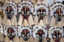 Amazon masks made of fish scales and bones by indians in Manaus, Brazil.