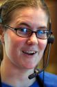 Portrait of a girl wearing a headset at work in a coffee shop, Boise, Idaho.