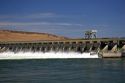 McNary Dam spans the Columbia River between Washington and Oregon at Umatilla, Oregon.