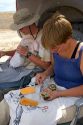 Wildlife biologists banding and conducting research on fledgling burrowing owls near Mountain Home, Idaho.