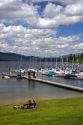 Boats docked at Payette Lake in McCall, Idaho.