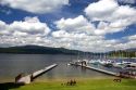 Boats docked at Payette Lake in McCall, Idaho.