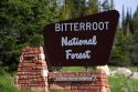 Bitterroot National Forest sign in Idaho.