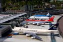 Model of the Schiphol Airport in the miniature city Madurodam at The Hague in the province of South Holland, Netherlands.