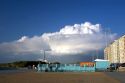 A thunderstorm cloud approaching Nieuwpoort in the province of West Flanders, Belgium.