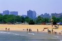 Beach scene on Lake Michigan at Milwaukee, Wisconsin.
