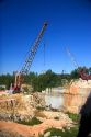Cranes used for lifting blocks of granite at a quarry in Elberton, Georgia.