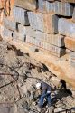 Worker drilling in a granite quarry in Elberton, Georgia.