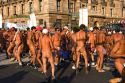 Naked Mexican protesters calling for an investigation of politicians in Mexico City, Mexico.