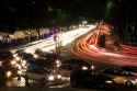 Nighttime traffic in Mexico City, Mexico.