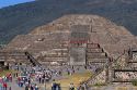 Tourists visit the Pyramid of the Moon at Teotihuacan in the State of Mexico, Mexico.
