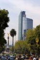 El Angel de la Independencia and the Torre Mayor building along the Paseo de la Reforma in Mexico City, Mexico.