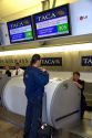 The TACA airlines ticket counter at the Mexico City International Airport in Mexico City, Mexico.