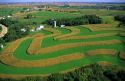Aerial view of contour strip farming corn and alfalfa hay in Southwest Wisconsin.