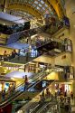 Mirrored escalators inside the Abasto Shopping Centre in Buenos Aires, Argentina.
