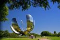 Stainless steel and aluminium Floralis Generica sculpture by Eduardo Catalano located in the United Nations Park in the Recoleta barrio of Buenos Aires, Argentina.