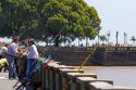 Fishing along the Rio de la Plata in Buenos Aires, Argentina.