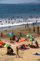 Beach scene at Concon on the Pacific Ocean in Chile.