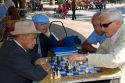 Chilean men play chess in the Plaza de Armas in Santiago, Chile.