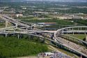 Aerial view of the freeway interchange of Interstate 45 and the State Highway Beltway 8 in Houston, Texas.
