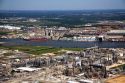 Aerial view of oil refineries along the Houston Ship Channel in Houston, Texas.