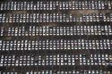 Aerial view of new imported cars at the Port of Houston in Houston, Texas.