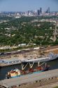 Aerial view of the Port of Houston along the Houston Ship Channel in Houston, Texas.