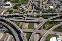 Aerial view of the freeway interchange of Interstate 45 and U.S. Highway 59 in Houston, Texas.