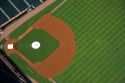 Aerial view of the baseball diamond at Minute Maid Park in Houston, Texas.