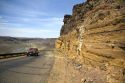 Horizontal stratifications in sedimentary rock covered with basalt along the Snake River at Swan Falls, Idaho.