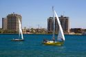 Sailboats on the St. Clair River at Port Huron, Michigan.