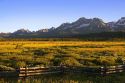 The Sawtooth Mountains at dusk in the Stanley Basin, Idaho.