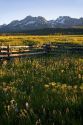 The Sawtooth Mountains at dusk in the Stanley Basin, Idaho.