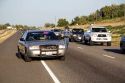 Unmarked police car with visor lights on the scene of a car accident at Kennewick, Washington.