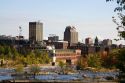 The Merrimack River and mill district at Manchester, New Hampshire, USA.