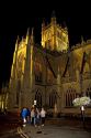 The Abbey Church of Saint Peter at night in the city of Bath, Somerset, England.