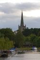 Steeple of the Church of the Holy Trinity on the banks of the River Avon at Stratford-upon-Avon, Warwickshire, England.