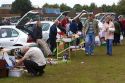 People browse a car boot sale in the market town of Banbury, Oxfordshire, England.