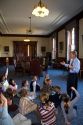 Governer John Lynch speaking to school children inside the New Hampshire State House at Concord, New Hampshire, USA.