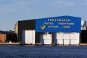 The Portsmouth Naval Shipyard located on the Piscataqua River at Kittery, Maine, USA.