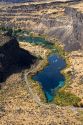 Aerial view of Blue Lakes in the Snake River Canyon at Twin Falls, Idaho, USA.